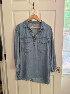 Zara Blue Denim Tunic Shirt with Pockets